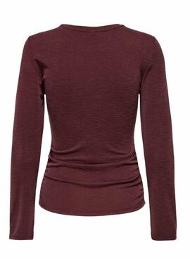 Only Free Rib Slub T-Shirt Bordeaux für Damen