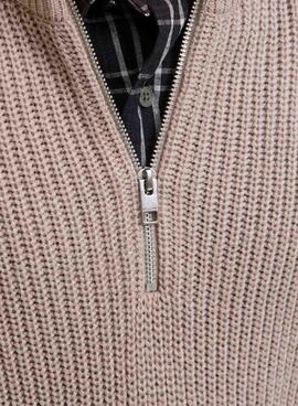 Pullover Jack and Jones Kaito Zip beige für Herren.