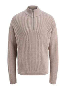 Pullover Jack and Jones Kaito Zip beige für Herren.