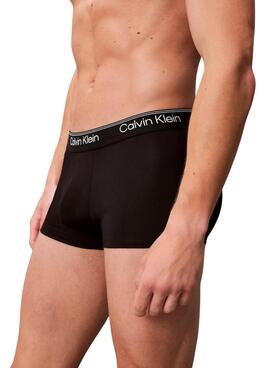 Pack 3 Calvin Klein Jeans Mikrofaser-Slips in Schwarz mit niedriger Taille für Herren