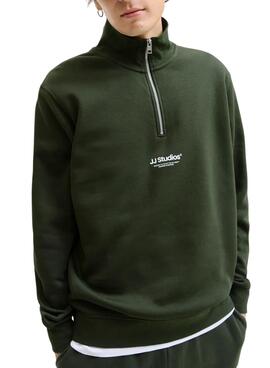 Sweatshirt mit Reißverschluss Jack and Jones Soho in Grün für Herren
