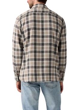 Levis Jackson Worker Hemd mit Karomuster in Beige aus Flanell für Herren.