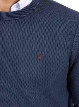 Pullover El Ganso Struktur Garment Dyed blau für Herren