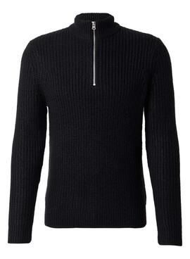 Pullover Only and Sons Rolf Reißverschluss Sweatshirt in Schwarz für Herren.