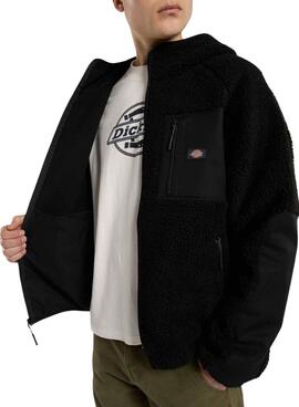 Fleece-Jacke Dickies Central mit Kapuze in Schwarz für Herren