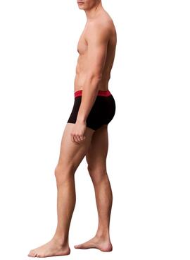 Pack 3 Calvin Klein Jeans Herren-Boxershorts in Schwarz mit niedrigem Bund und farbiger Taille