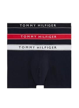 Dreierpack Tommy Hilfiger Trunk Boxershorts mit Marine-Logo für Männer.