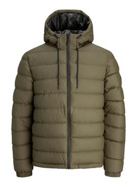 Jack and Jones Grüne gesteppte PU-Jacke für Herren