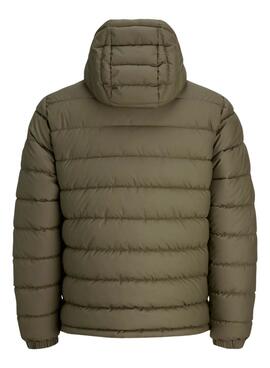 Jack and Jones Grüne gesteppte PU-Jacke für Herren