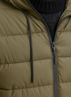 Jack and Jones Grüne gesteppte PU-Jacke für Herren