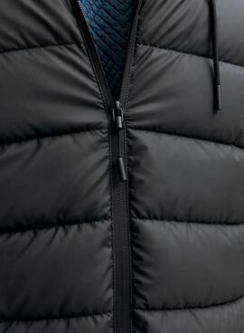 Herren Kunstleder-Steppjacke in Schwarz von Jack and Jones.