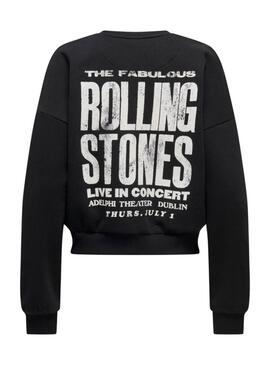 Sweatshirt Only Rolling Stones Schwarz für Damen