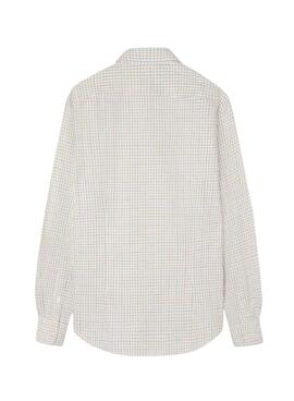 Hemd Silbon Sport zweifarbiges kariertes Hemd in Blau und Senfgelb für Herren