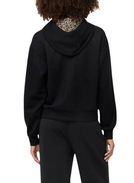 Sweatshirt Only Alina Kapuze Leopard Schwarz für Damen
