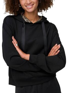 Sweatshirt Only Alina Kapuze Leopard Schwarz für Damen