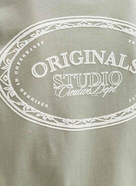 T-shirt Jack and Jones Greene Branding Grün für Kinder.