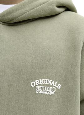 Sweatshirt Jack and Jones Greene Branding in Grün für Kinder.