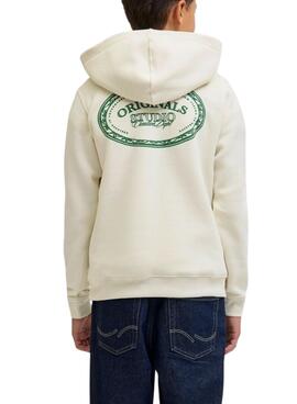 Kapuzenpullover Jack and Jones Greene Branding beige für Jungen.