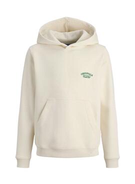 Kapuzenpullover Jack and Jones Greene Branding beige für Jungen.