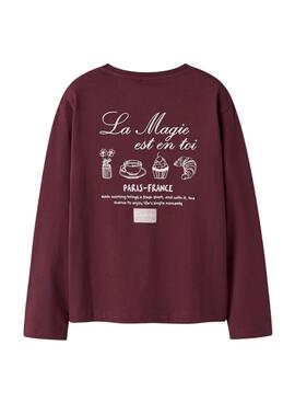T-Shirt Name It Paris Burgund für Mädchen