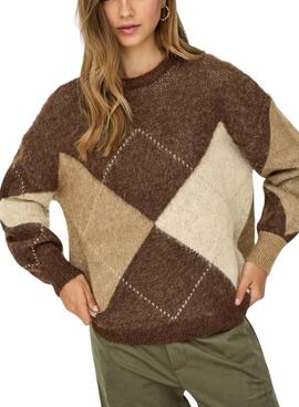 Pullover Only Noeme Jacquard in Toast für Damen.