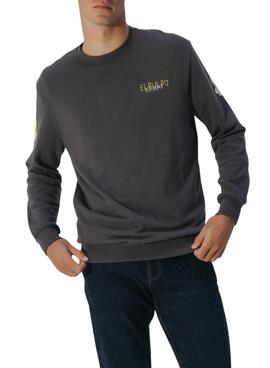 Sweatshirt Der Octopus mit dreifachem Logo-Druck in Grau für Herren