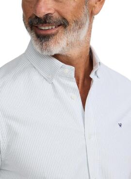 Hemd Silbon Sport Oxford gestreiftes Grün für Herren