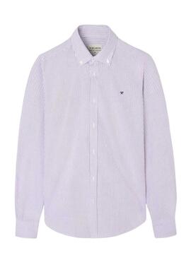 Hemd Silbon Sport Oxford gestreift Granatrot für Männer