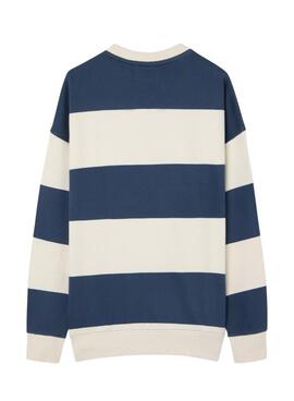 Sweatshirt Silbon entspannte Streifen in Creme und Blau für Herren