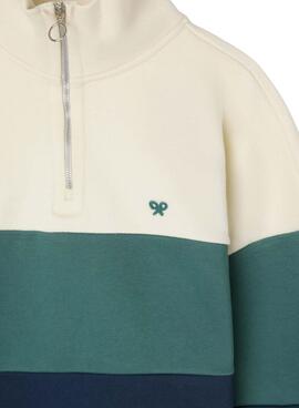 Sweatshirt Silbon entspannt halber Reißverschluss blaue Blöcke für Herren