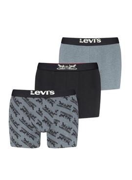 Pack 3 Boxershorts Levis Gift Horse in Schwarz und Grau für Herren