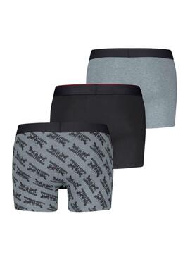 Pack 3 Boxershorts Levis Gift Horse in Schwarz und Grau für Herren