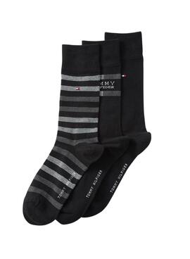 Paar 3 Paare Tommy Hilfiger Giftbox schwarze Socken für Männer.