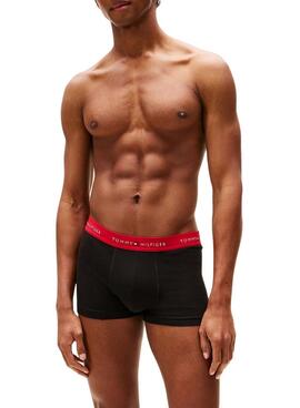 Pack mit 3 Tommy Hilfiger Trunk Signature schwarzen Boxershorts für Herren.