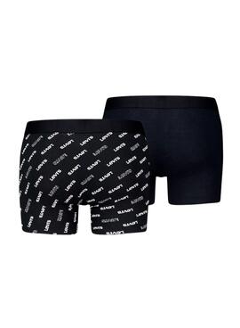 Pack 2 Boxer Levis Logo Schwarz für Männer.