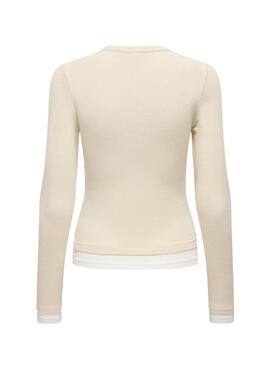 T-shirt Only Virro beige für Damen