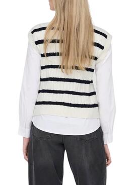 Only Katia gestreiftes weißes Damenweste