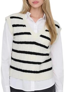 Only Katia gestreiftes weißes Damenweste