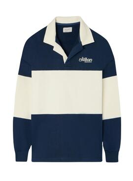 Sudadera Silbon Polo-Kragen relaxed panel blau für Herren
