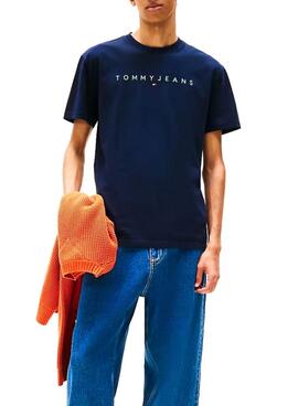 T-shirt Tommy Jeans Linear Logo navy für Herren
