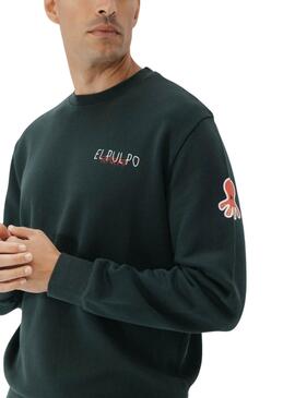 Sweatshirt El Pulpo mit dreifachem Logo in Grün für Herren