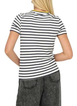 T-shirt Only Heart Zitrone in Blau und Weiß für Damen.