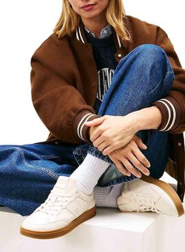 Turnschuhe Tommy Hilfiger The Heritage Court beige für Damen.