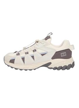 Turnschuhe Tommy Jeans Outdoor Runner beige und grau für Herren