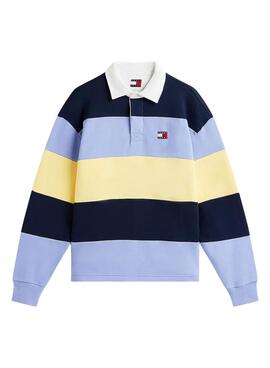 Polo Tommy Jeans Rugby blau und gelb für Herren