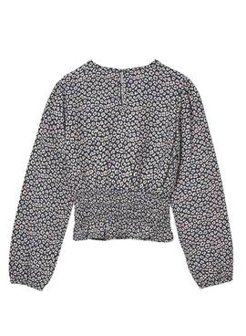 Bluse Mayoral in Marineblau und Beige für Mädchen.