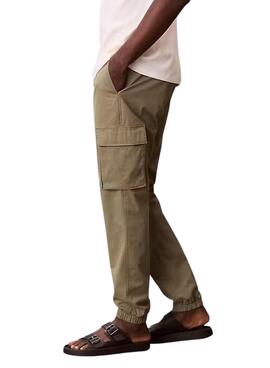 Hose Cargo Calvin Klein Jeans Elastisches Twill Vintage Grün für Herren