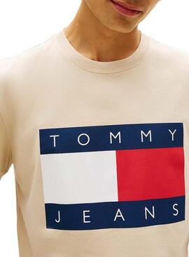 T-Shirt Tommy Jeans Big Flag beige für Herren