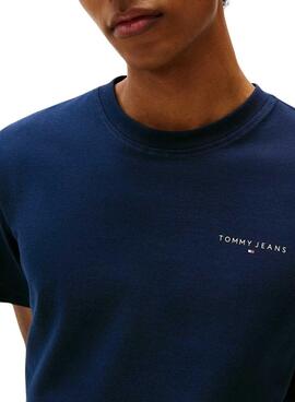 Tommy Jeans Linear Chest T-Shirt in Navy für Herren.