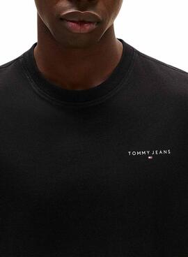 T-shirt Tommy Jeans Linear Chest Schwarz für Herren